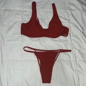 Shein Red bikini set with bikini bottoms